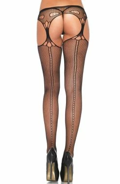 COAXcopenhagen2 Black Pantyhose With Oval Front Seam Crotchless