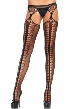 COAXcopenhagen2 Black Pantyhose With Oval Front Seam Crotchless