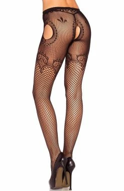 COAXcopenhagen2 Net Suspender Hose With Duchess Lace Crotchless