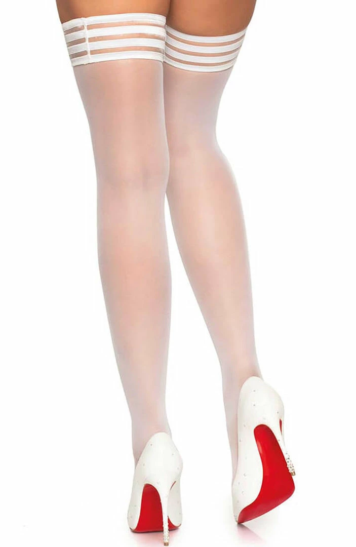 COAXcopenhagen2 White Stay Up Stockings With Silicone Top HOSIERY