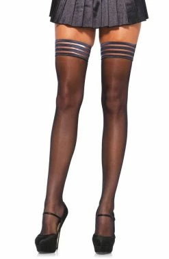 COAXcopenhagen2 Black Stay Up Stockings With Silicone Top