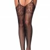 COAXcopenhagen2 Crotchless Fishnet Pantyhose With Lace And Garter