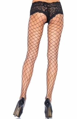 COAXcopenhagen.com Black Fencenet Diamond Pantyhose With Lace Panty