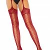 COAXcopenhagen.com Burgundy Suspender Pantyhose With Faux Lace Up Backseam HOSIERY