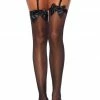 COAXcopenhagen.com HOSIERY Sheer Black Thigh Highs With Bow