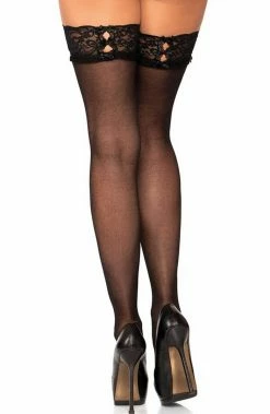 COAXcopenhagen.com HOSIERY Black Lace Top Sheer Thigh Highs