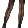 COAXcopenhagen.com HOSIERY Black Micro Net Stay Ups With Bow Backseam