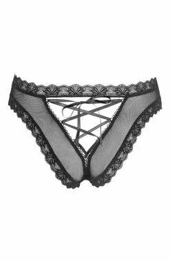 COAXcopenhagen.com Black Lace-up Brief Panty - That Closure LINGERIE