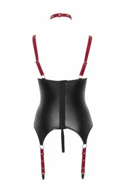 COAXcopenhagen.com Wet Look Shelf Bustier & Crotchless Panty - Savage Seduction