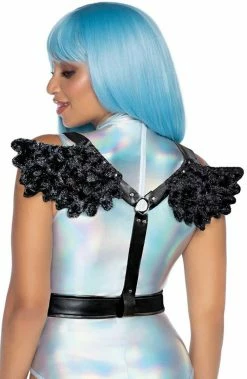 COAXcopenhagen.com Angel Costumes Black Body Harness With Furry Angel Wings