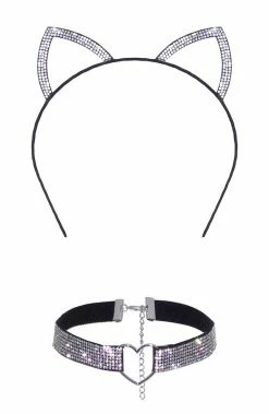 COAXcopenhagen.com Cat Costumes Cat Ear Headband & Choker With Faux Rhinestone