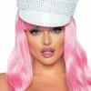 COAXcopenhagen.com White Military Hat With Rhinestone Trim
