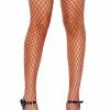 COAXcopenhagen2 Red Fishnet Stockings With Lace Top HOSIERY