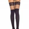 COAXcopenhagen2 Black Thigh High Stockings With Lace And Fishnet HOSIERY