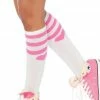 COAXcopenhagen2 HOSIERY White Knee Highs With Pink Stripes