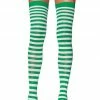 COAXcopenhagen2 Striped Thigh Highs In Green And White HOSIERY