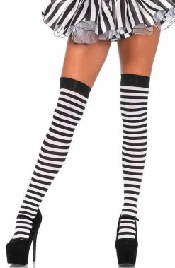 COAXcopenhagen2 Striped Thigh Highs In Black And White