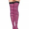 COAXcopenhagen2 Striped Thigh Highs In Pink And Black HOSIERY