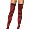 COAXcopenhagen2 HOSIERY Striped Thigh Highs In Red And Black