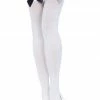 COAXcopenhagen2 HOSIERY White Thigh Highs With Black Bow