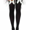 COAXcopenhagen2 HOSIERY Black Thigh Highs With White Bow