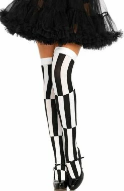COAXcopenhagen2 HOSIERY Black And White Woven Illusion Thigh Highs