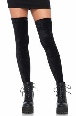 COAXcopenhagen2 HOSIERY Black Velvet Thigh High Stockings