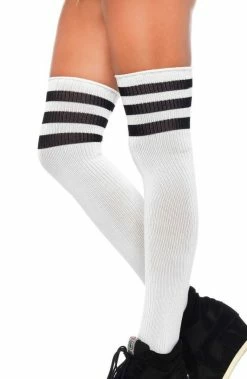 COAXcopenhagen2 White Athlete Stockings With Black Stripes HOSIERY