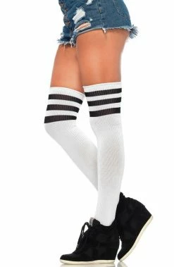 COAXcopenhagen2 White Athlete Stockings With Black Stripes HOSIERY