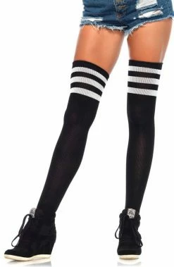 COAXcopenhagen2 Black Athlete Stockings With White Stripes HOSIERY