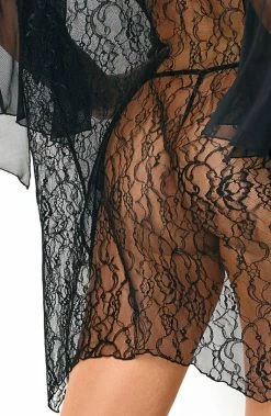 COAXcopenhagen.com Short Black Lace Robe - Sissy