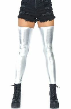 COAXcopenhagen2 Silver Wet Look Thigh Highs