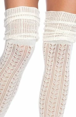 COAXcopenhagen2 Crocheted Ivory Thigh Highs