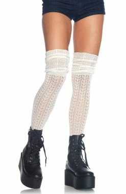 COAXcopenhagen2 Crocheted Ivory Thigh Highs