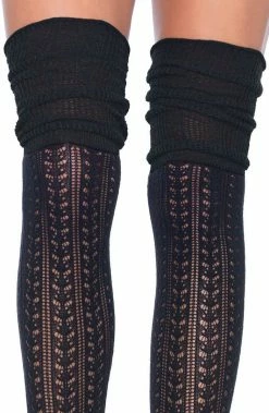 COAXcopenhagen2 Crocheted Black Thigh Highs HOSIERY