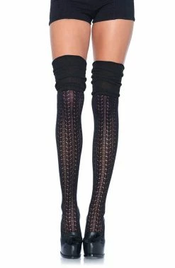 COAXcopenhagen2 Crocheted Black Thigh Highs HOSIERY