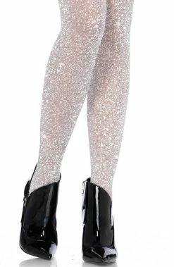 COAXcopenhagen2 HOSIERY Silver Tights With Silver Glitter