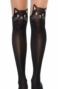 COAXcopenhagen2 HOSIERY Black Cat Opaque Pantyhose