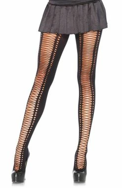 COAXcopenhagen2 Black Pantyhose With A Lace Up Look HOSIERY