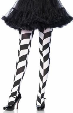 COAXcopenhagen2 Black And White Chevron Illusion Pantyhose HOSIERY