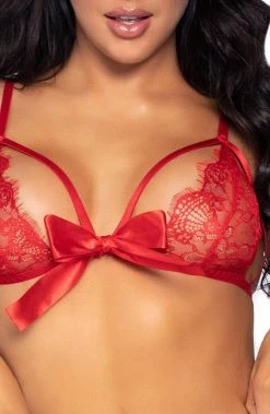 COAXcopenhagen.com Red Bralette & Crotchless Panty - Holiday Delight LINGERIE