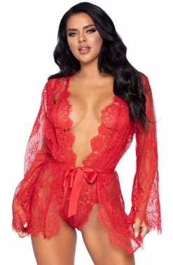 COAXcopenhagen.com Red Bodysuit & Robe - Bedtime Stories