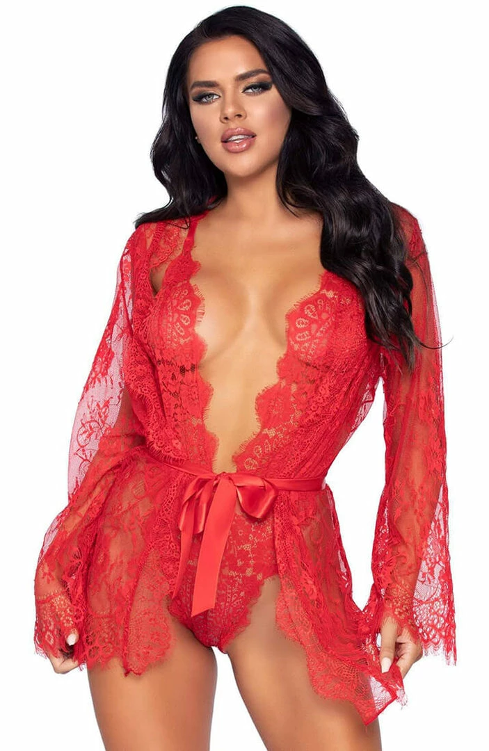COAXcopenhagen.com Red Bodysuit & Robe - Bedtime Stories