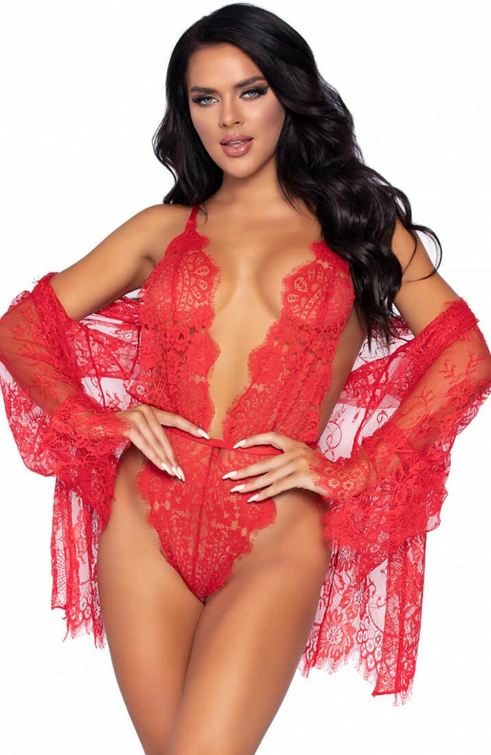 COAXcopenhagen.com Red Bodysuit & Robe - Bedtime Stories