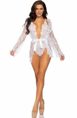 COAXcopenhagen.com White Bodysuit & Robe - My Only Wish LINGERIE