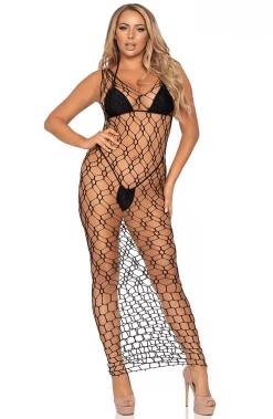 COAXcopenhagen.com SWIMWEAR Black Hexi Net Maxi Dress - In Bloom