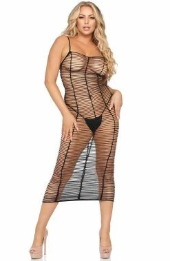 COAXcopenhagen.com Black Horizontal Net Maxi Dress - Vacay Mood