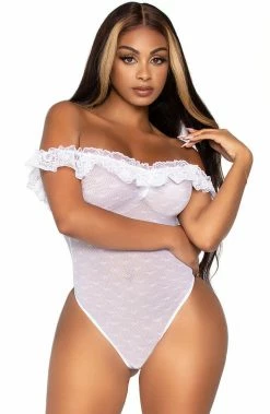 COAXcopenhagen.com White Off The Shoulder Bodysuit - Honey LINGERIE