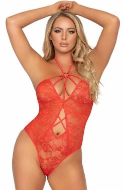 COAXcopenhagen.com Red Bodysuit With Keyhole Cut Out - Can't Blame You LINGERIE