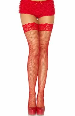COAXcopenhagen.com Red Fishnet Stay Ups With Backseam